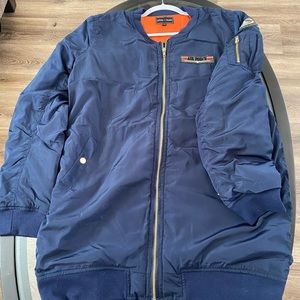 Navy Blue Oversized Bomber Jacket